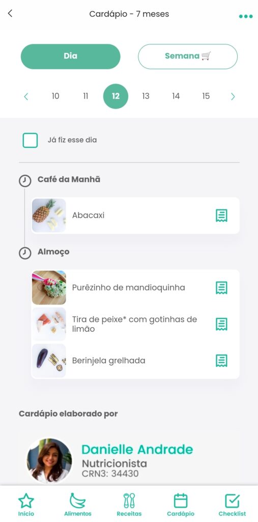 Cardápio para bebês de 7 meses - App BLW Brasil