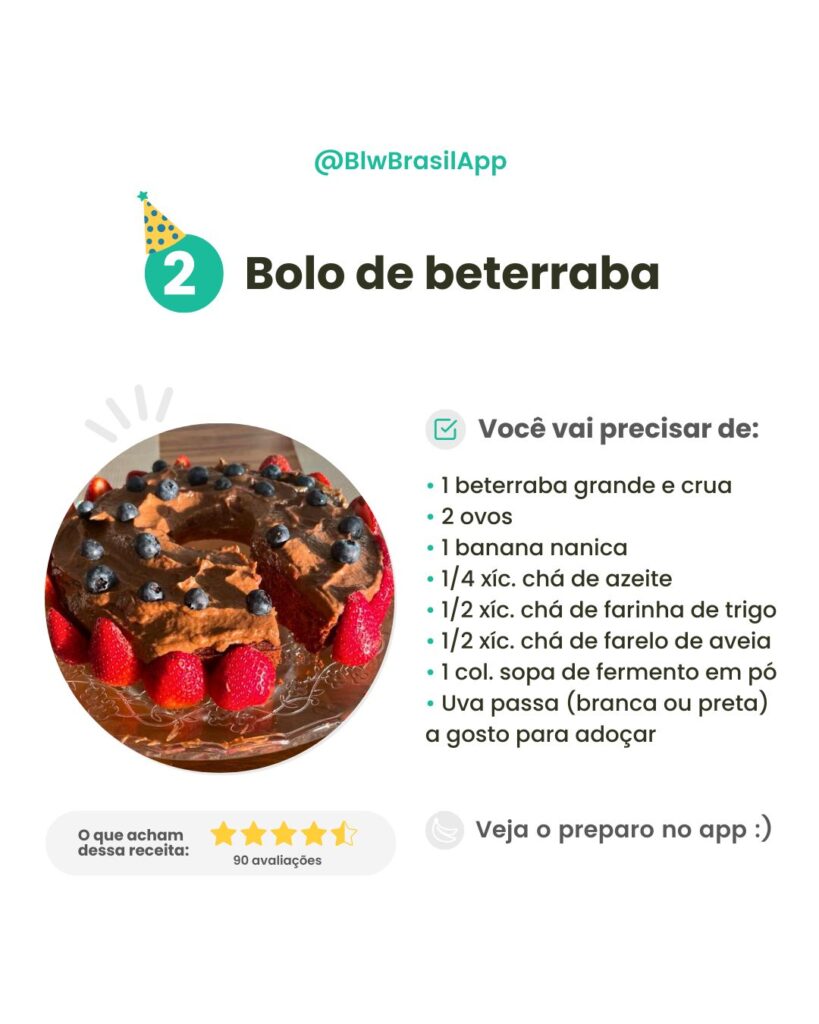 Bolo sem açúcar - Bolo de beterraba