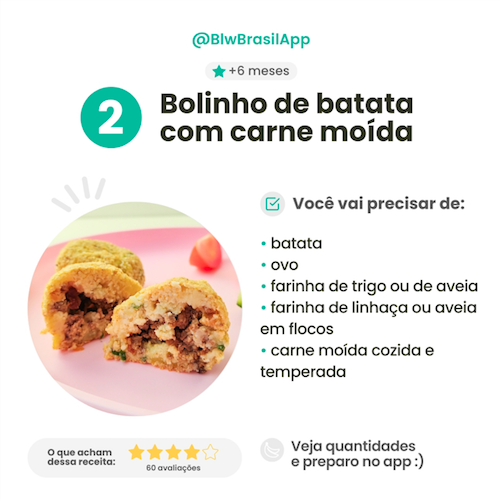 Receitas de bolinhos para bebês - Batata com carne moida