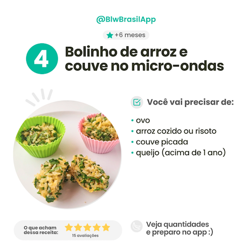 Receitas de bolinhos para bebês - Arroz e couve