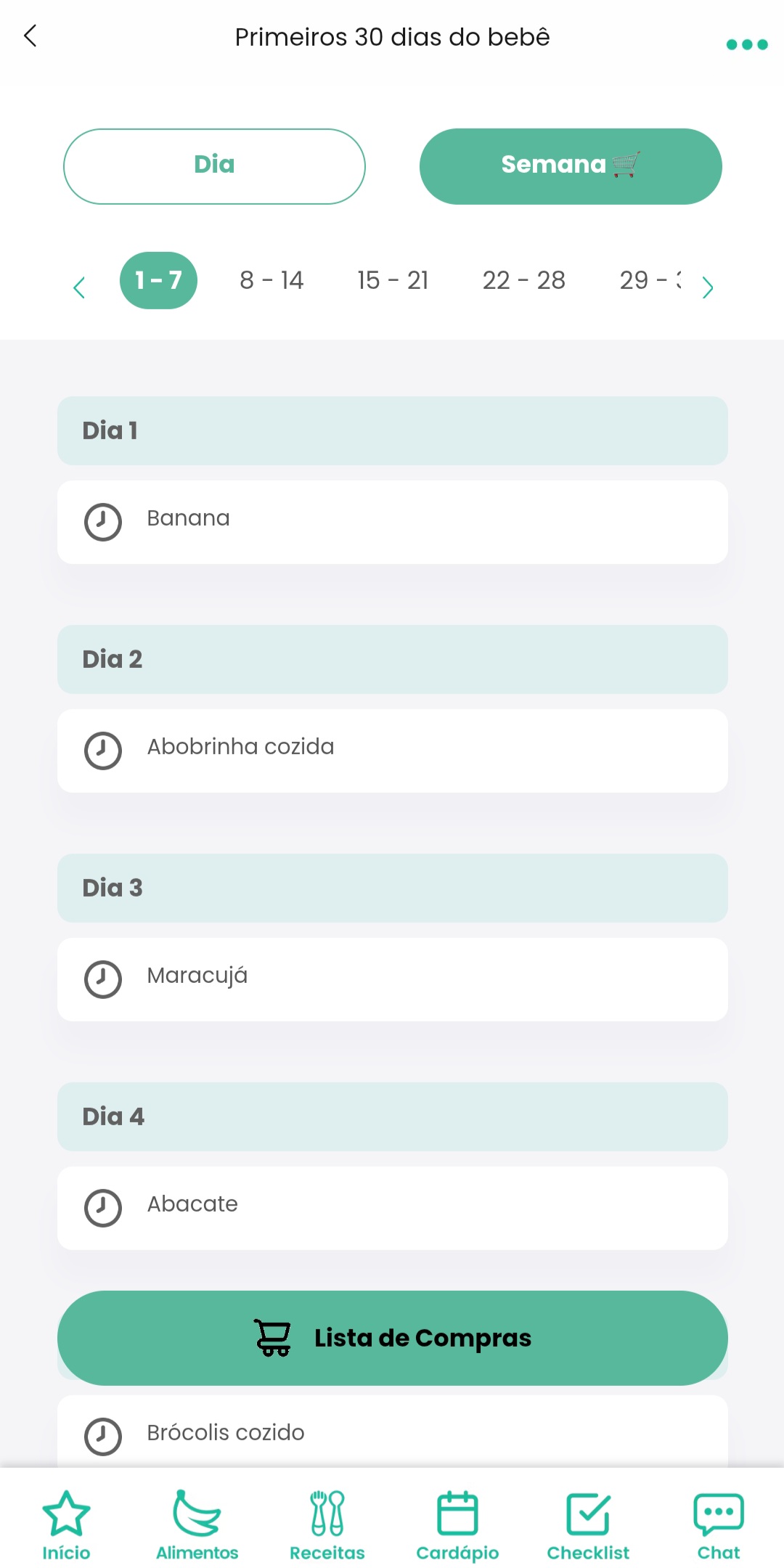 Cardapio de introdução alimentar - 6 meses