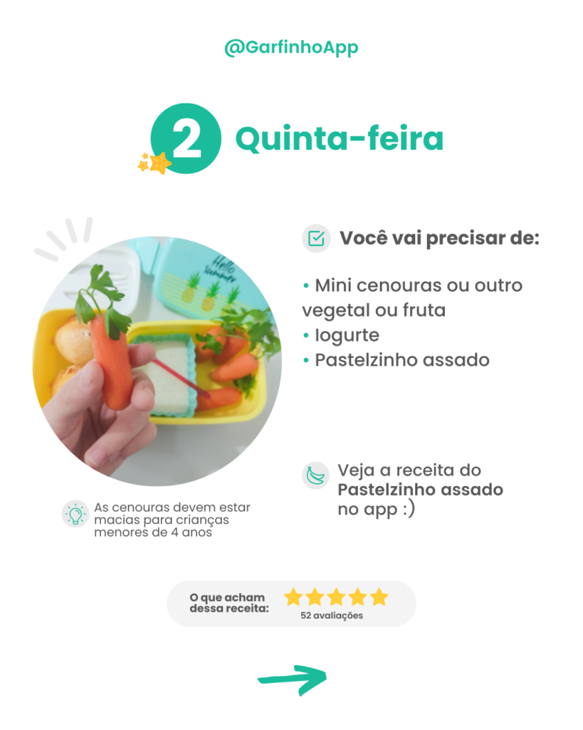 Ideias de lancheira para a semana - Quinta