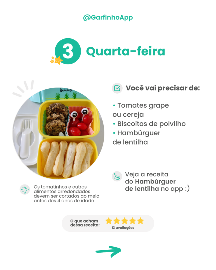 Ideias de lancheira para a semana - Quarta