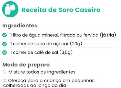 Receite de soro caseiro para criança doente