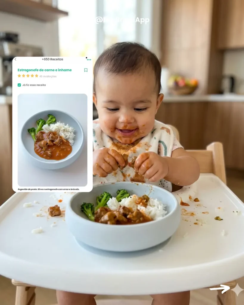 Ideias de jantar para bebê -Estrogonofe de carne com inhame