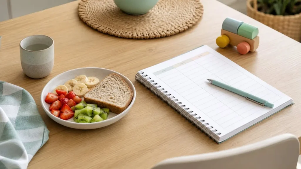 Rotina de alimentação infantil organizada para família e babá