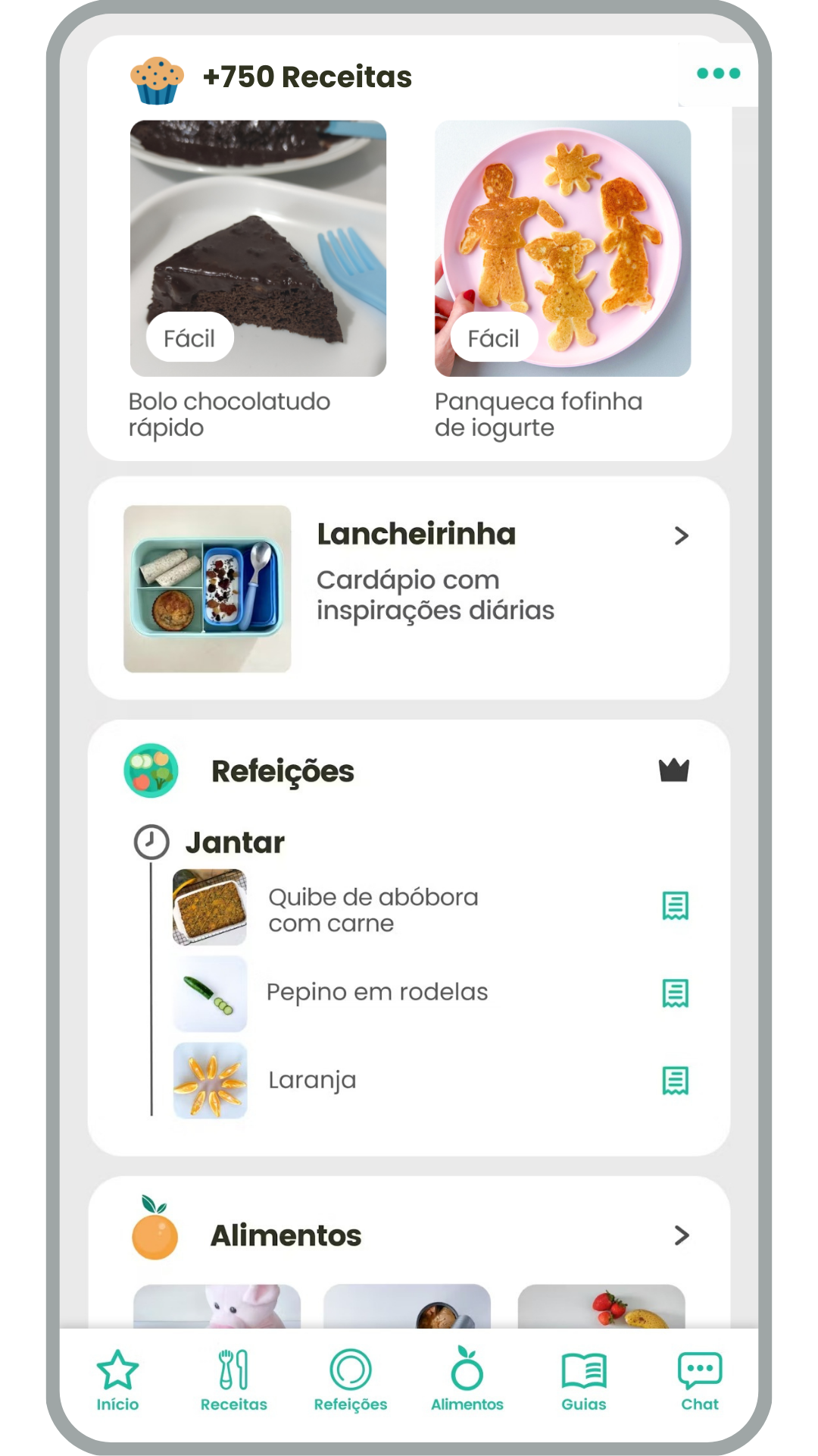 Tela do app Garfinho 1