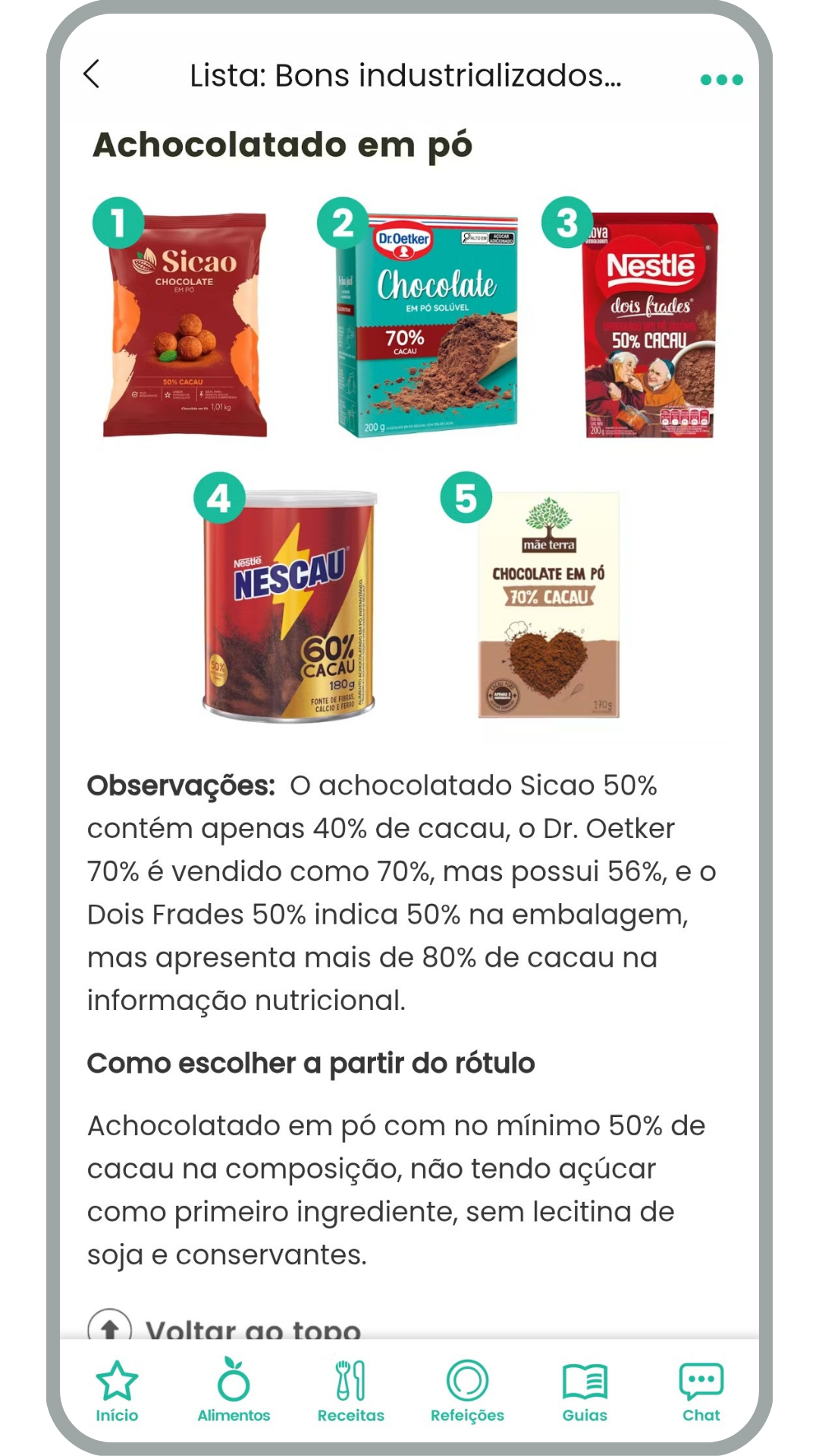 Tela do app Garfinho 7